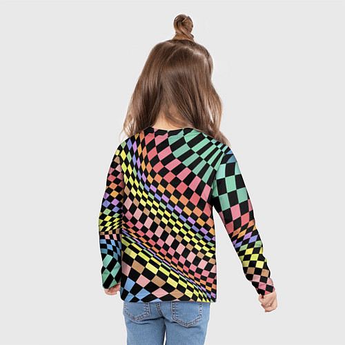 Детский лонгслив Colorful avant-garde chess pattern - fashion / 3D-принт – фото 6