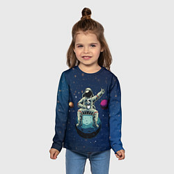 Лонгслив детский Космонавт с кружкой, цвет: 3D-принт — фото 2