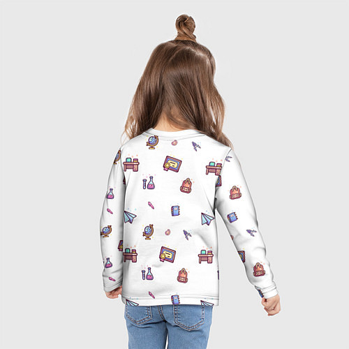 Детский лонгслив Паттерн - школа / 3D-принт – фото 6