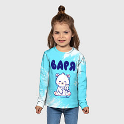 Лонгслив детский Варя белый мишка, цвет: 3D-принт — фото 2