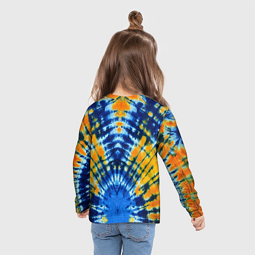 Детский лонгслив Tie dye стиль хиппи / 3D-принт – фото 6