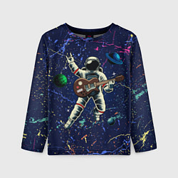 Лонгслив детский Космонавт играет на гитаре, цвет: 3D-принт