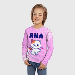 Лонгслив детский Яна кошечка с сердечком, цвет: 3D-принт — фото 2