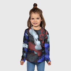 Лонгслив детский Разноцветные геймпады, цвет: 3D-принт — фото 2