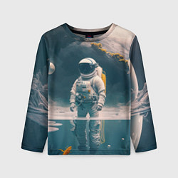 Детский лонгслив Космонавт в воде на другой планете