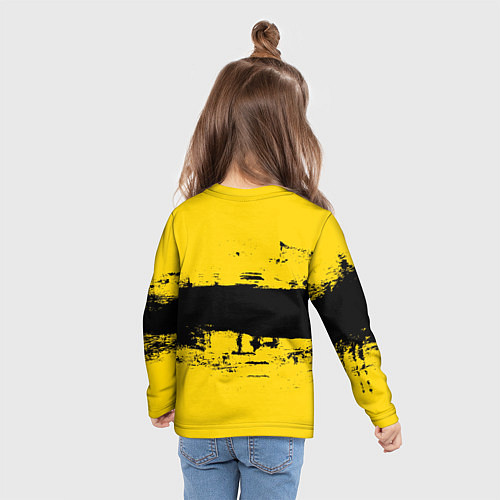 Детский лонгслив Черно-желтая полоса Cyberpunk 2077 / 3D-принт – фото 6