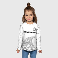 Лонгслив детский Dongfeng speed на светлом фоне со следами шин: сим, цвет: 3D-принт — фото 2