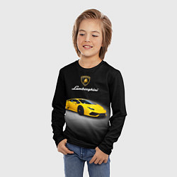 Лонгслив детский Спорткар Lamborghini Aventador, цвет: 3D-принт — фото 2