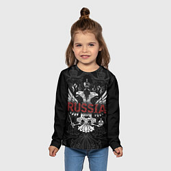 Лонгслив детский Герб России с надписью Russia, цвет: 3D-принт — фото 2