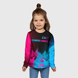 Лонгслив детский Counter Strike 2 - neon gradient: символ сверху, цвет: 3D-принт — фото 2