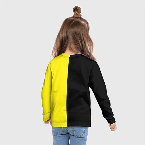 Детский лонгслив Лимонно-черный фон / 3D-принт – фото 6