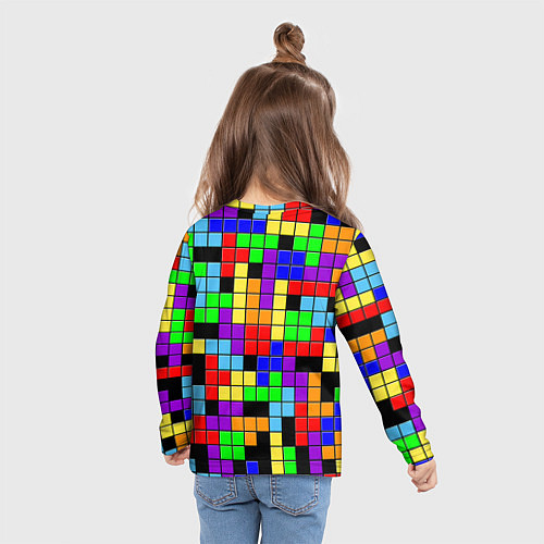 Детский лонгслив Тетрис цветные блоки / 3D-принт – фото 6