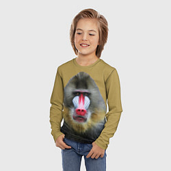 Лонгслив детский Мандрил обезьяна, цвет: 3D-принт — фото 2