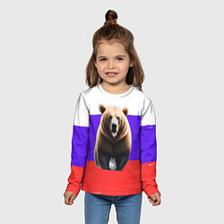 Лонгслив детский Медведь на флаге, цвет: 3D-принт — фото 2
