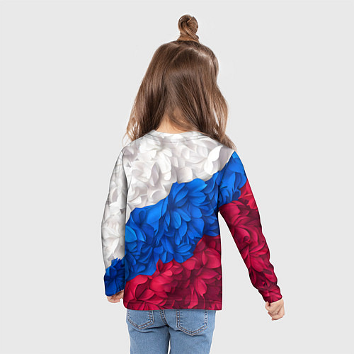 Детский лонгслив Флаг России из цветов / 3D-принт – фото 6