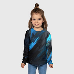 Лонгслив детский Синяя краска на черном фоне, цвет: 3D-принт — фото 2