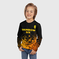 Лонгслив детский Rainbow Six - gold gradient: символ сверху, цвет: 3D-принт — фото 2