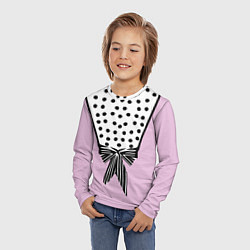 Лонгслив детский Костюм Барби: черный горох с полосатым бантом, цвет: 3D-принт — фото 2