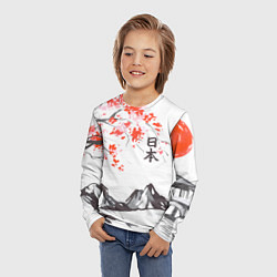 Лонгслив детский Цветущая сакура и солнце - Япония, цвет: 3D-принт — фото 2