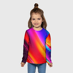 Лонгслив детский Неоновая радуга, цвет: 3D-принт — фото 2