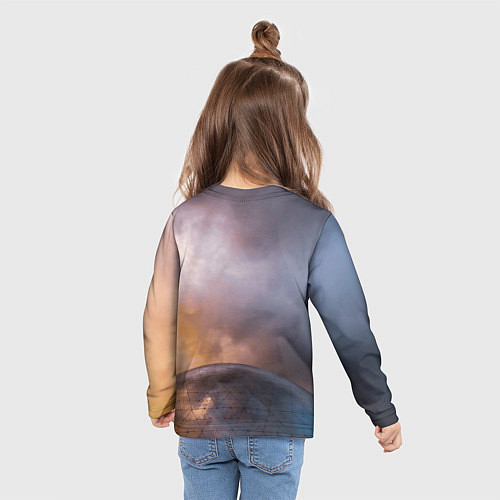 Детский лонгслив Часть металлической планеты и туман / 3D-принт – фото 6