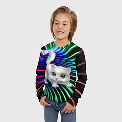 Лонгслив детский Милая кошечка в космическом портале, цвет: 3D-принт — фото 2