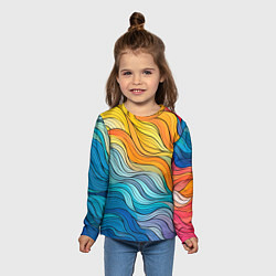 Лонгслив детский Цветовой волнообразный паттерн, цвет: 3D-принт — фото 2