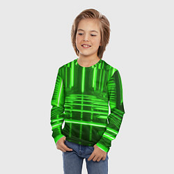 Лонгслив детский Зеленые световые объекты, цвет: 3D-принт — фото 2