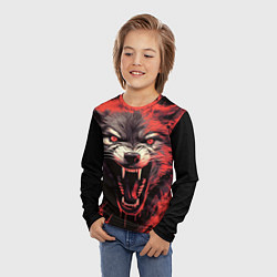 Лонгслив детский Злой волк, цвет: 3D-принт — фото 2