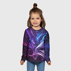 Лонгслив детский Сине-фиолетовый всплеск, цвет: 3D-принт — фото 2