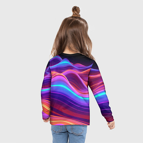 Детский лонгслив Волны из неона / 3D-принт – фото 6