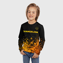 Лонгслив детский Evangelion - gold gradient: символ сверху, цвет: 3D-принт — фото 2