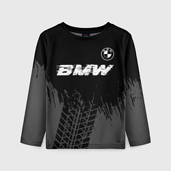 Лонгслив детский BMW speed на темном фоне со следами шин: символ св, цвет: 3D-принт