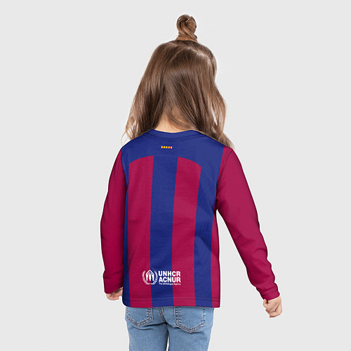 Детский лонгслив ФК Барселона форма 2324 домашняя / 3D-принт – фото 6