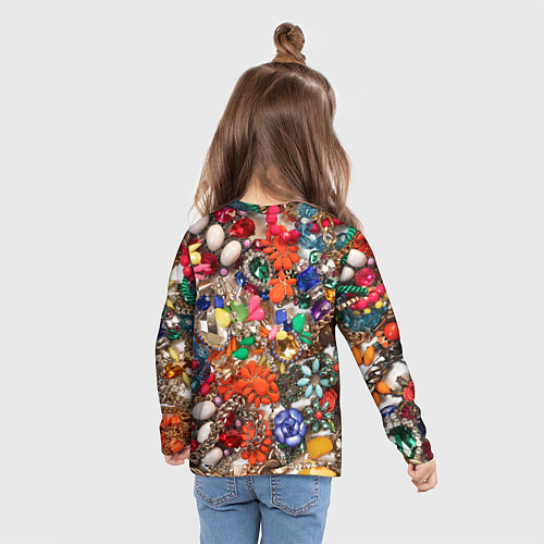 Детский лонгслив Камни и драгоценности / 3D-принт – фото 6