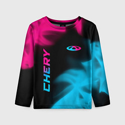 Детский лонгслив Chery - neon gradient: надпись, символ