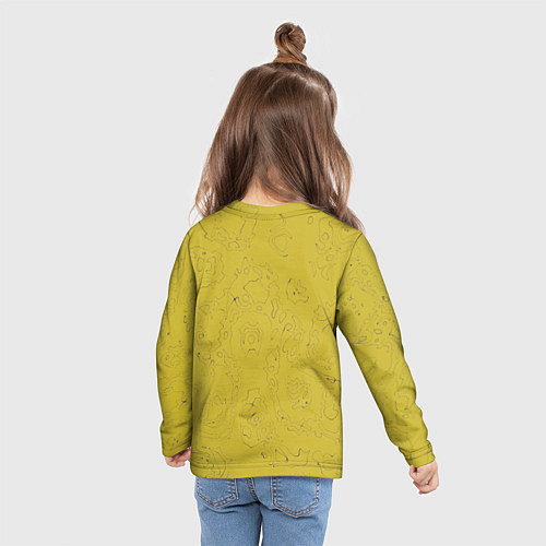 Детский лонгслив Рябь - зеленовато-желтый и фиолетовый - узор Хуф и / 3D-принт – фото 6
