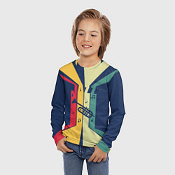 Лонгслив детский Труба в разноцветных полосах Jazz music, цвет: 3D-принт — фото 2