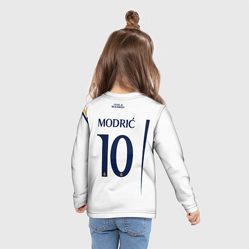 Детский лонгслив Лука Модрич Реал Мадрид форма 2324 домашняя / 3D-принт – фото 6