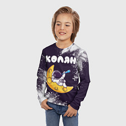 Лонгслив детский Колян космонавт отдыхает на Луне, цвет: 3D-принт — фото 2