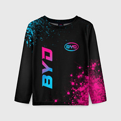 Детский лонгслив BYD - neon gradient: надпись, символ