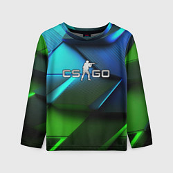 Лонгслив детский CS GO green blue abstract, цвет: 3D-принт