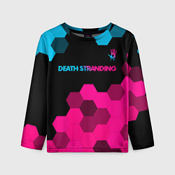 Лонгслив детский Death Stranding - neon gradient: символ сверху, цвет: 3D-принт