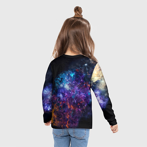 Детский лонгслив Космический звездный волк / 3D-принт – фото 6