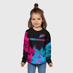 Лонгслив детский Forza Horizon - neon gradient: символ сверху, цвет: 3D-принт — фото 2