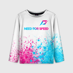 Лонгслив детский Need for Speed neon gradient style: символ сверху, цвет: 3D-принт