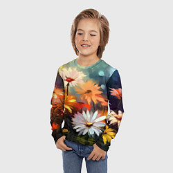 Лонгслив детский Маслянные ромашки, цвет: 3D-принт — фото 2