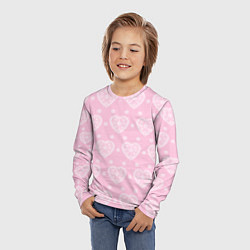 Лонгслив детский Розовое кружево сердечки, цвет: 3D-принт — фото 2