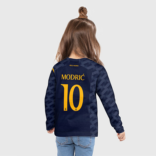 Детский лонгслив Лука Модрич Реал Мадрид форма 2324 гостевая / 3D-принт – фото 6
