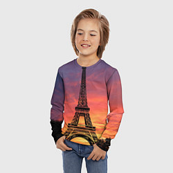 Лонгслив детский Эйфелева башня - закат, цвет: 3D-принт — фото 2